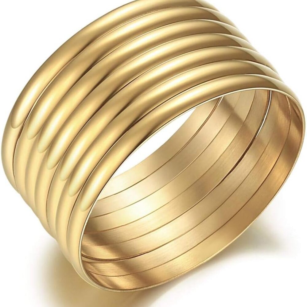 14K Gold Plated Gold Bangle Bracelets for Women Christmas Birthday Gifts, Set of